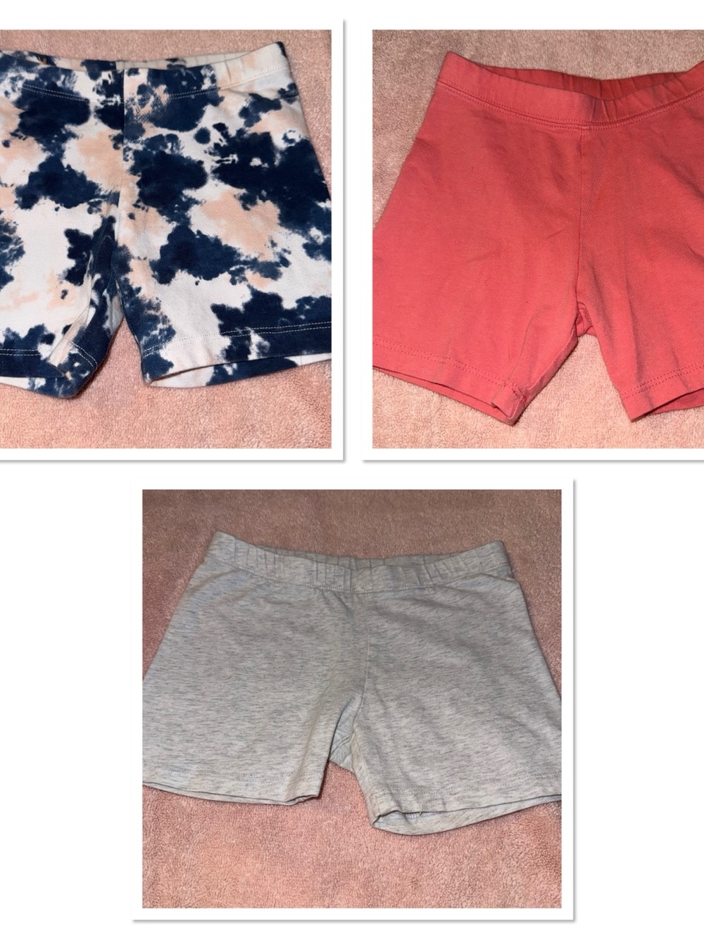 3 Member’s Mark Girls Favorite Cartwheel Shorts Size 6 6X Navy Camo Coral Gray